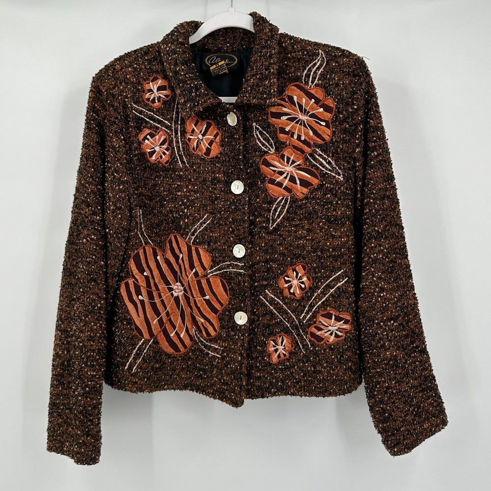 Alex Kim Womens Boho Art To Wear Jacket Size M Eclectic Indie Embroidered Floral